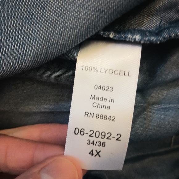 Dreams Co 4X Lyocell Chambray Denim Embroidered Floral Lounge Dress Cottagecore - Picture 8 of 10